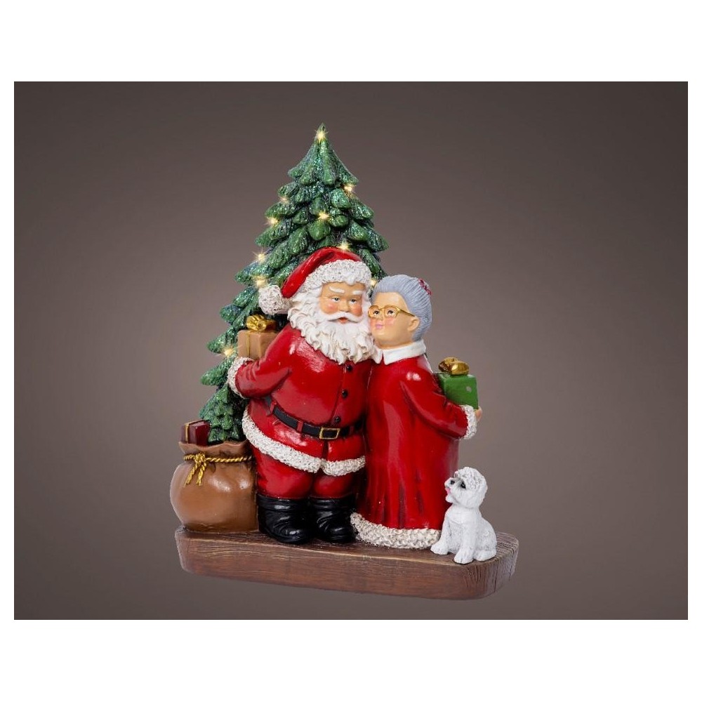 BABBO NATALE RESINA LUCI H.24.5CM. A BATTERIA